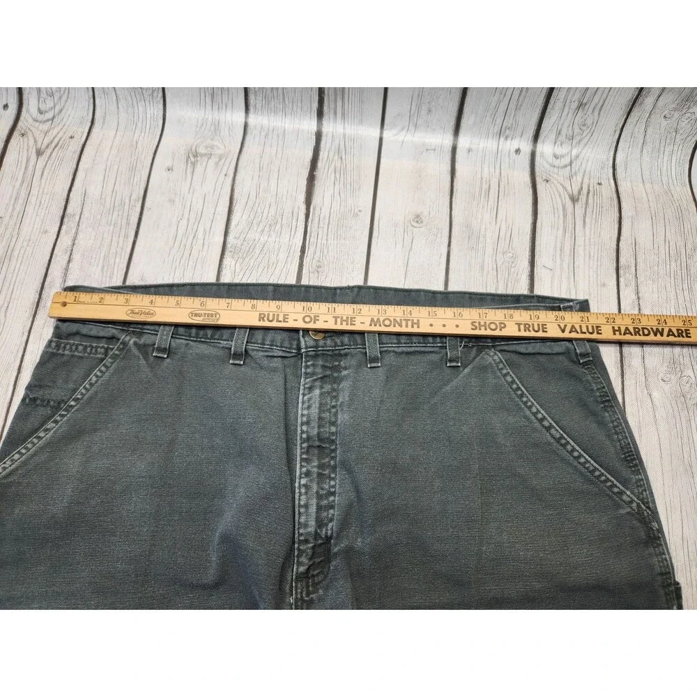 Carhartt B149 OLD Mens 44 Oil Green Canvas Carpenter Cargo Shorts Y2K Vintage